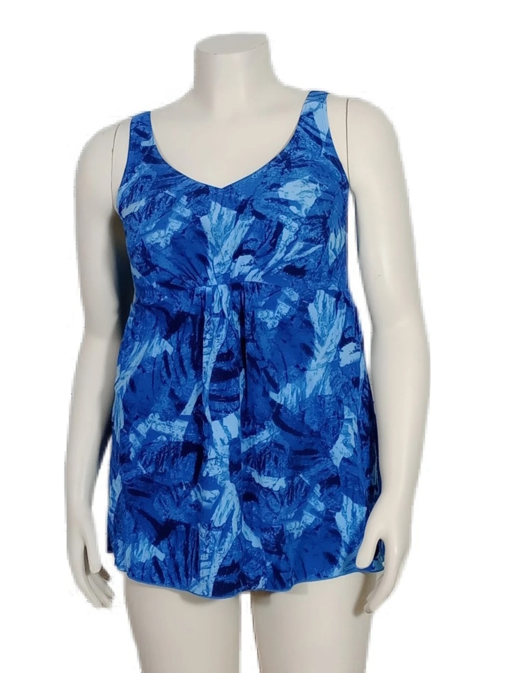 L.L. Bean PLUS Size Women’s Tankini Swim Top size 26W Blue‎ Adjustable Straps